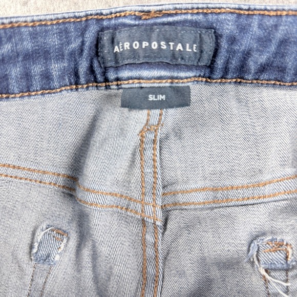 Aeropostale Womens Slim Fit Distressed Ripped Jeans 36x29 Distressed Stretch - Picture 7 of 10